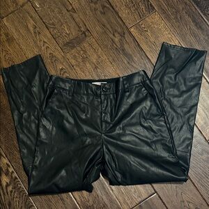 Nili Lotan Dark Leather Straight Leg Pants